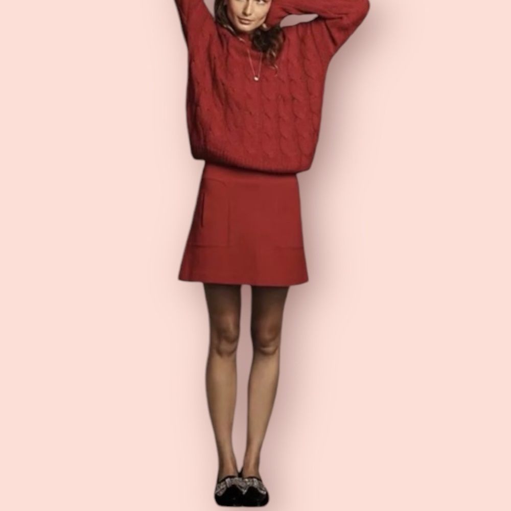 ANTHROPOLOGIE Maeve Novato Red Mini Skirt